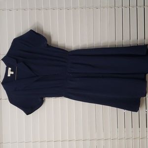 Navy Button-Up Dress w Elastic Band S